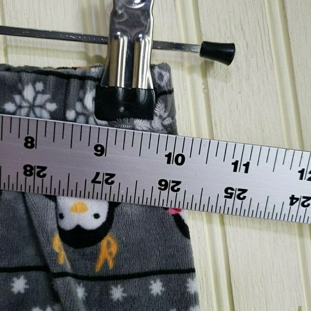 Rose & Ruffle Pajama Pants Girls 12 Gray Fleece Penguin Winter Sleepwear